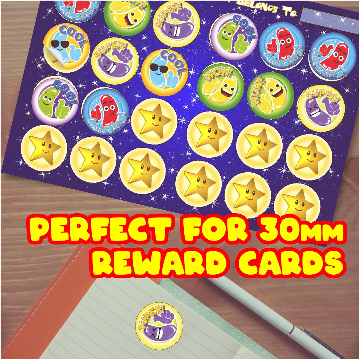 120 Cool Beans Jellybean Scented  30mm Reward Stickers for Teachers, Parents and Party Bags