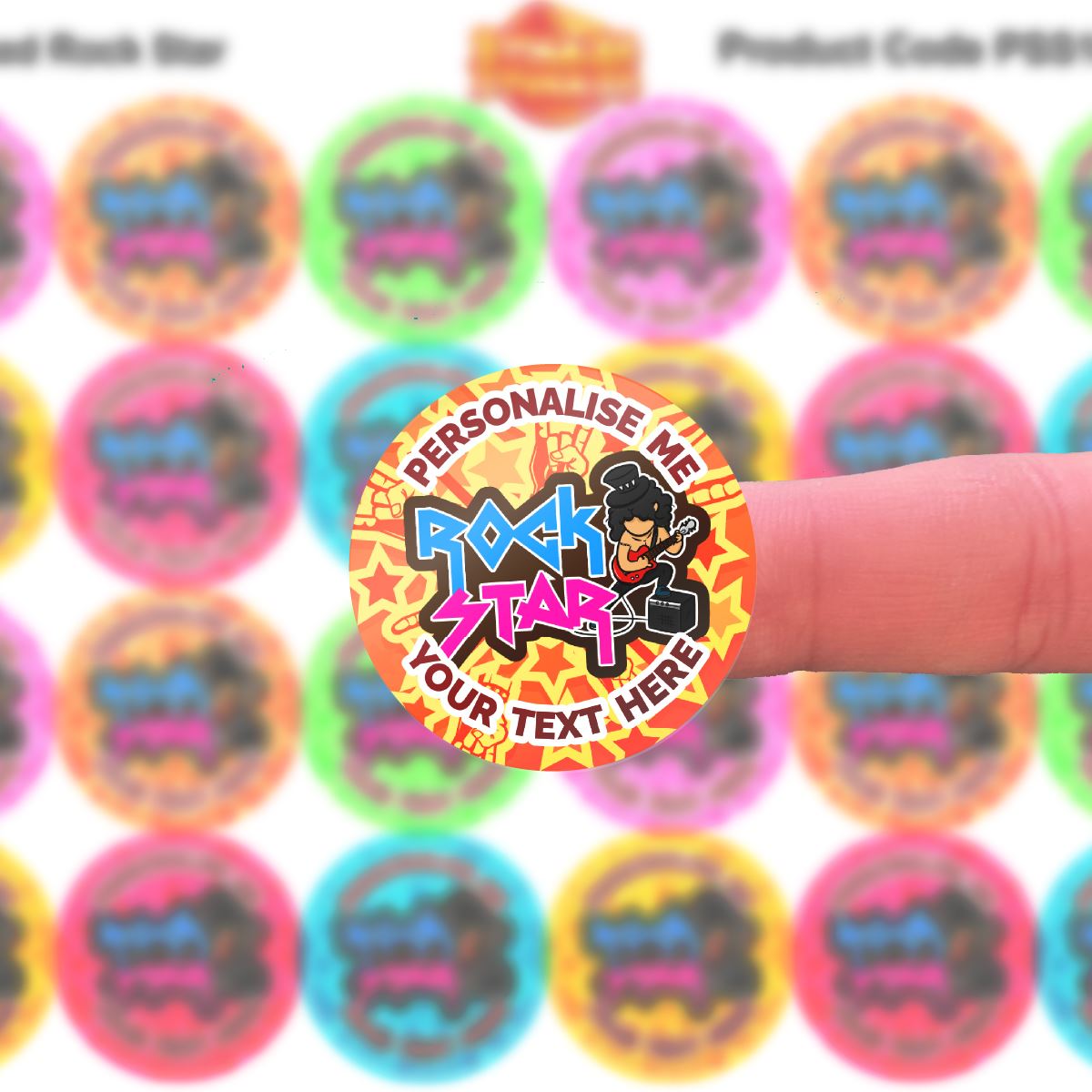 144 Rockstar Personalised 30mm Reward Stickers for Football Clubs, schools