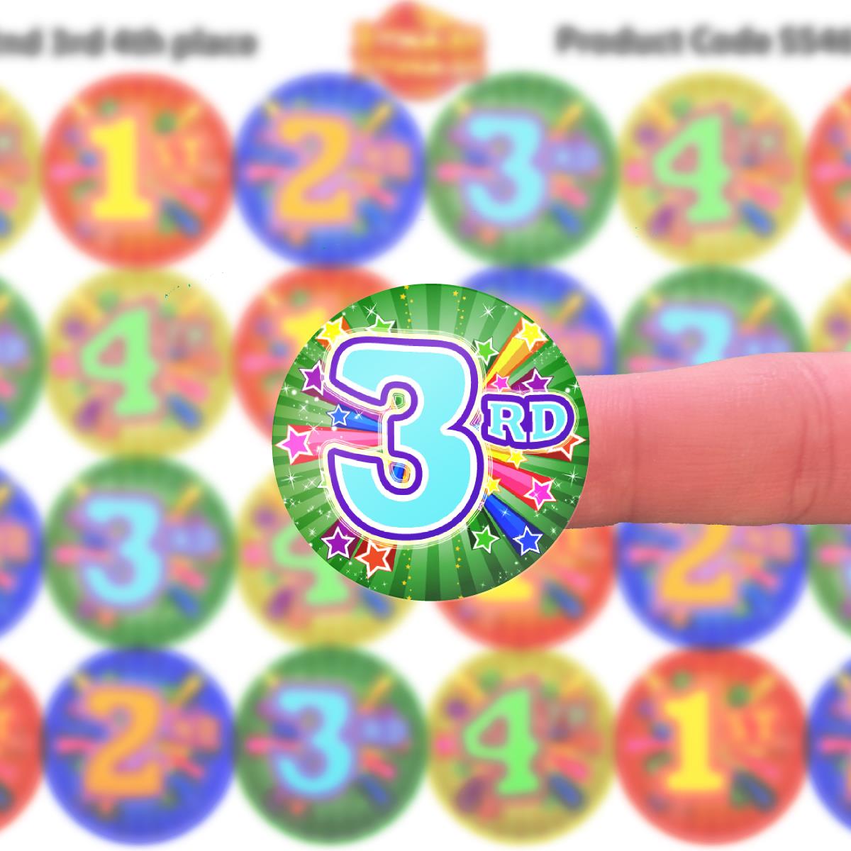 144 1st 2nd 3rd 4th place Sports Day Star 30mm Reward Stickers for Teachers, Parents and Schools