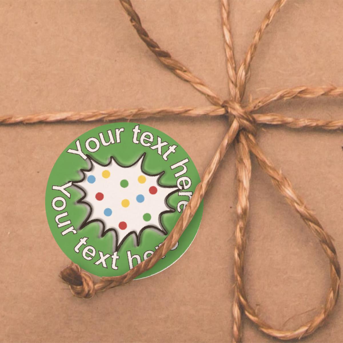 144 Personalised 30mm Colourful Polkadot Comic Reward Stickers for School Teachers, Parents and Nursery