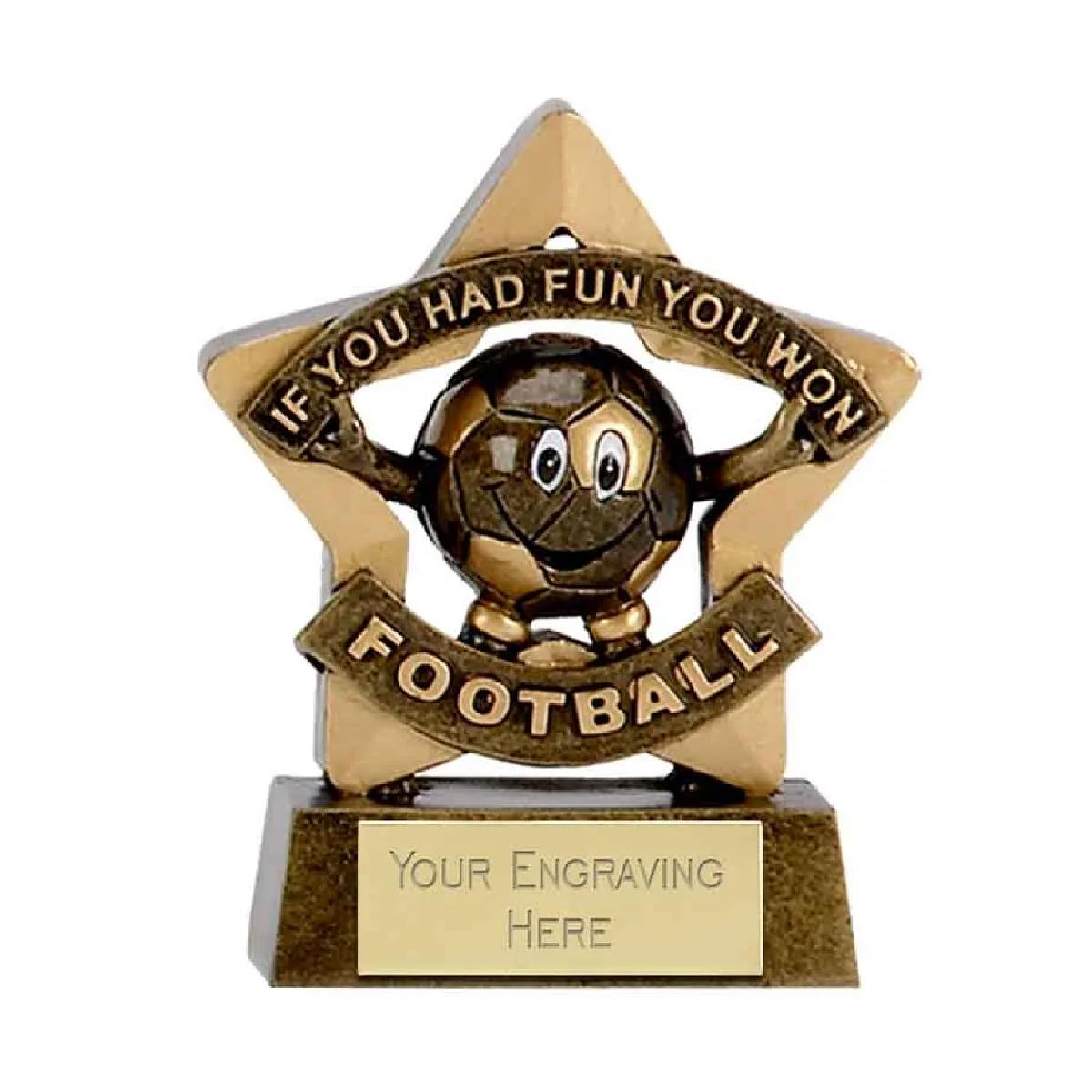 Mini Star Football Participation Award Trophy 8cm Resin FREE engraving and Certificate