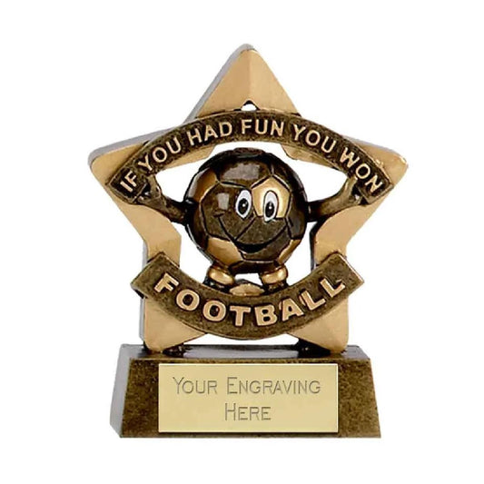 Mini Star Football Participation Award Trophy 8cm Resin FREE engraving and Certificate