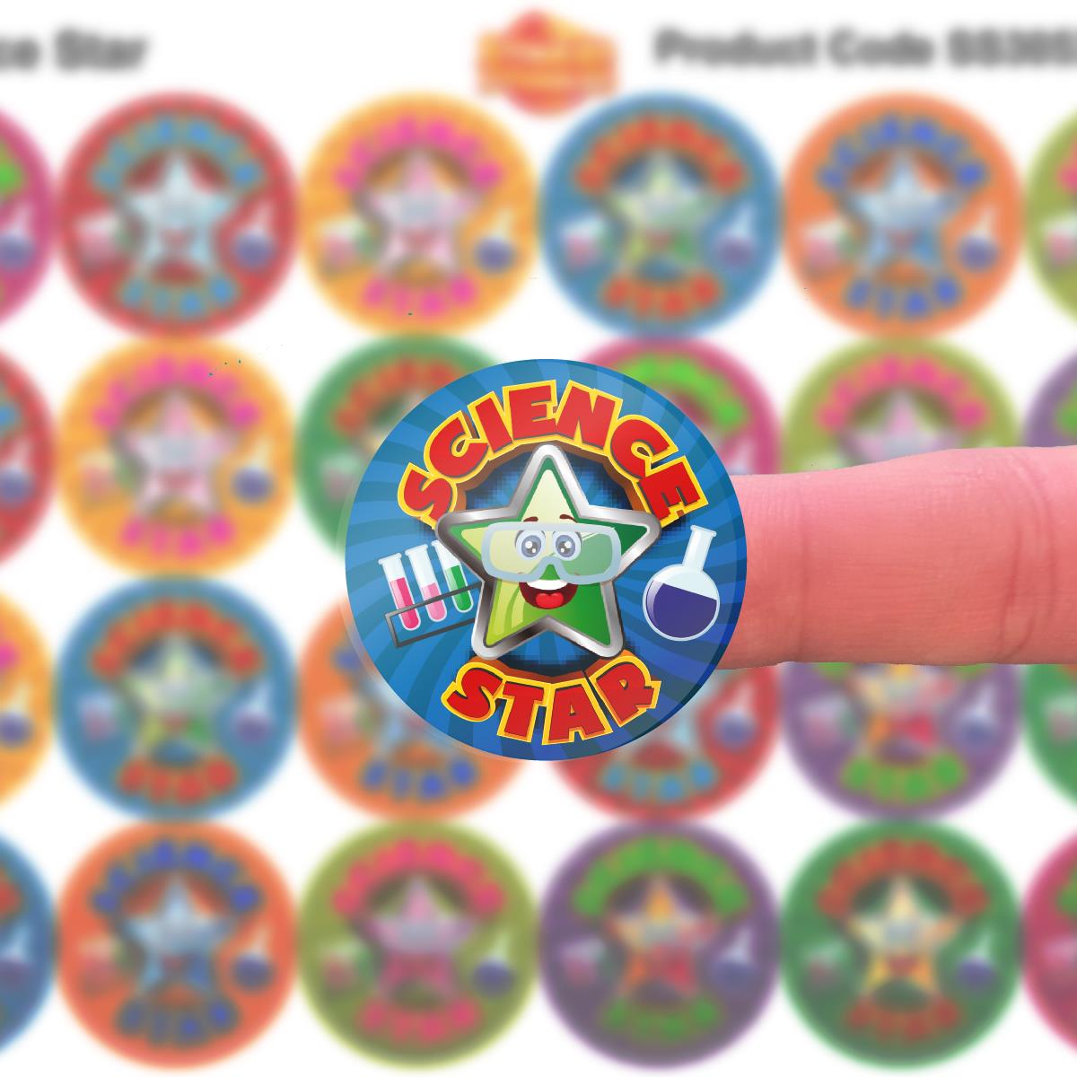 144 Star Science - 30mm - Glossy Reward Stickers for Teachers & Parents