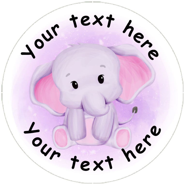 Sticker Stocker 144 Pink Elephants Personalised 30 mm Reward Stickers for School Teachers, Nursery, Baby Showers