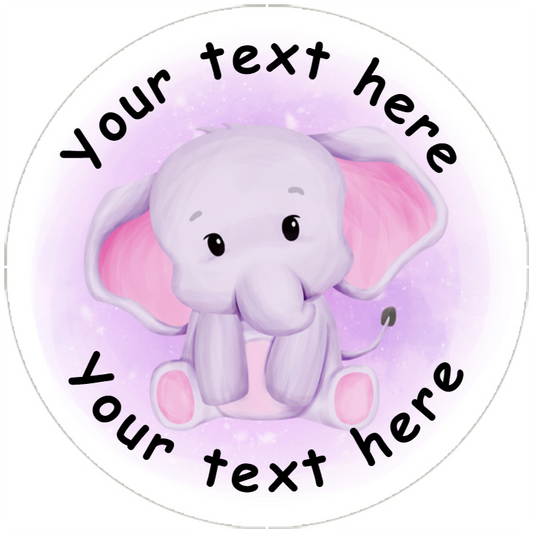 Sticker Stocker 144 Pink Elephants Personalised 30 mm Reward Stickers for School Teachers, Nursery, Baby Showers