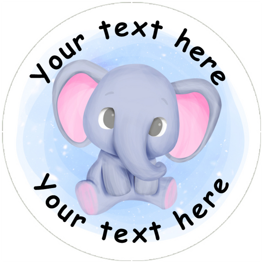 Sticker Stocker 144 Blue Elephants Personalised 30 mm Reward Stickers for School Teachers, Nursery, Baby Showers