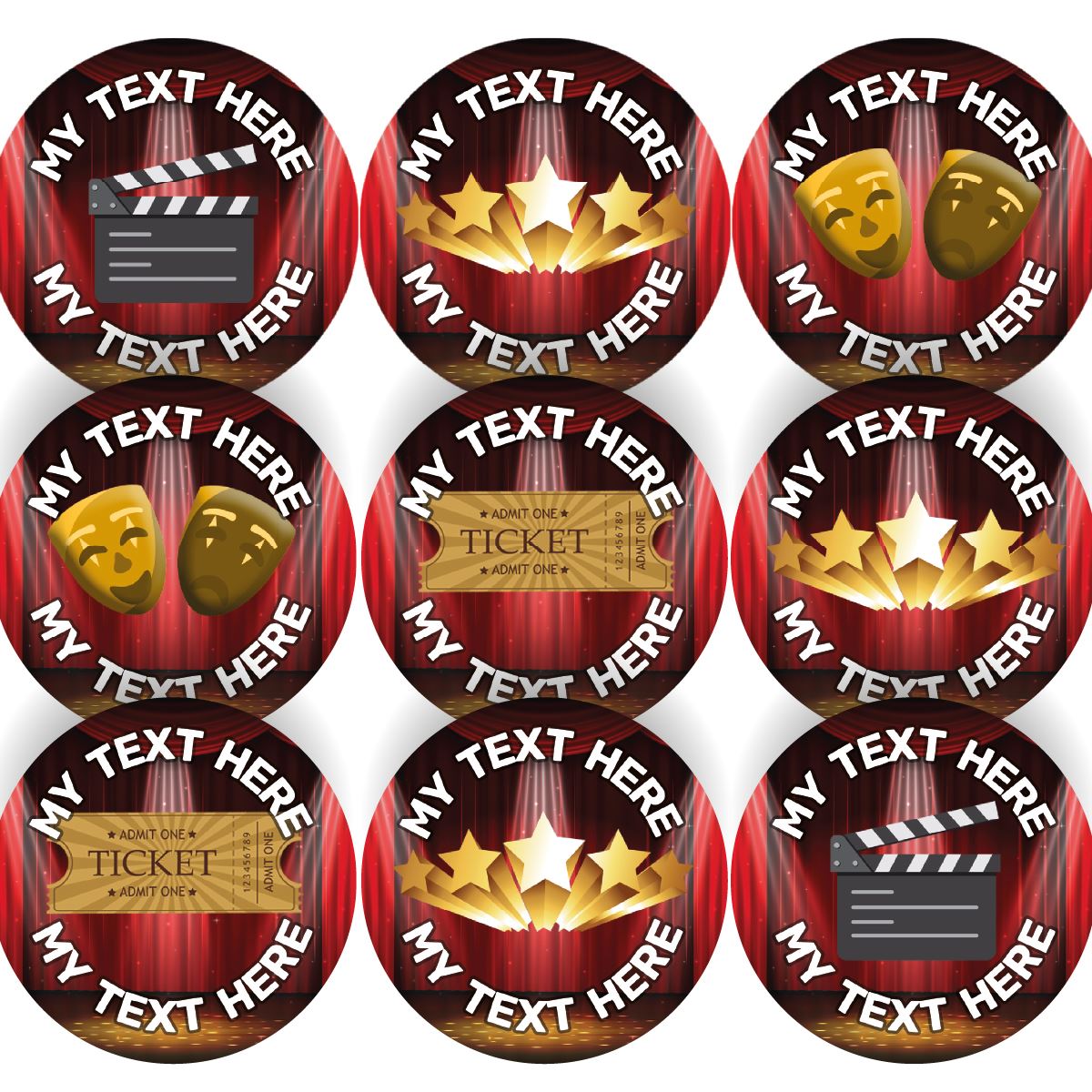 144 Personalised Theatre School Star 30mm Reward Stickers for School Teachers, Parents and Nursery