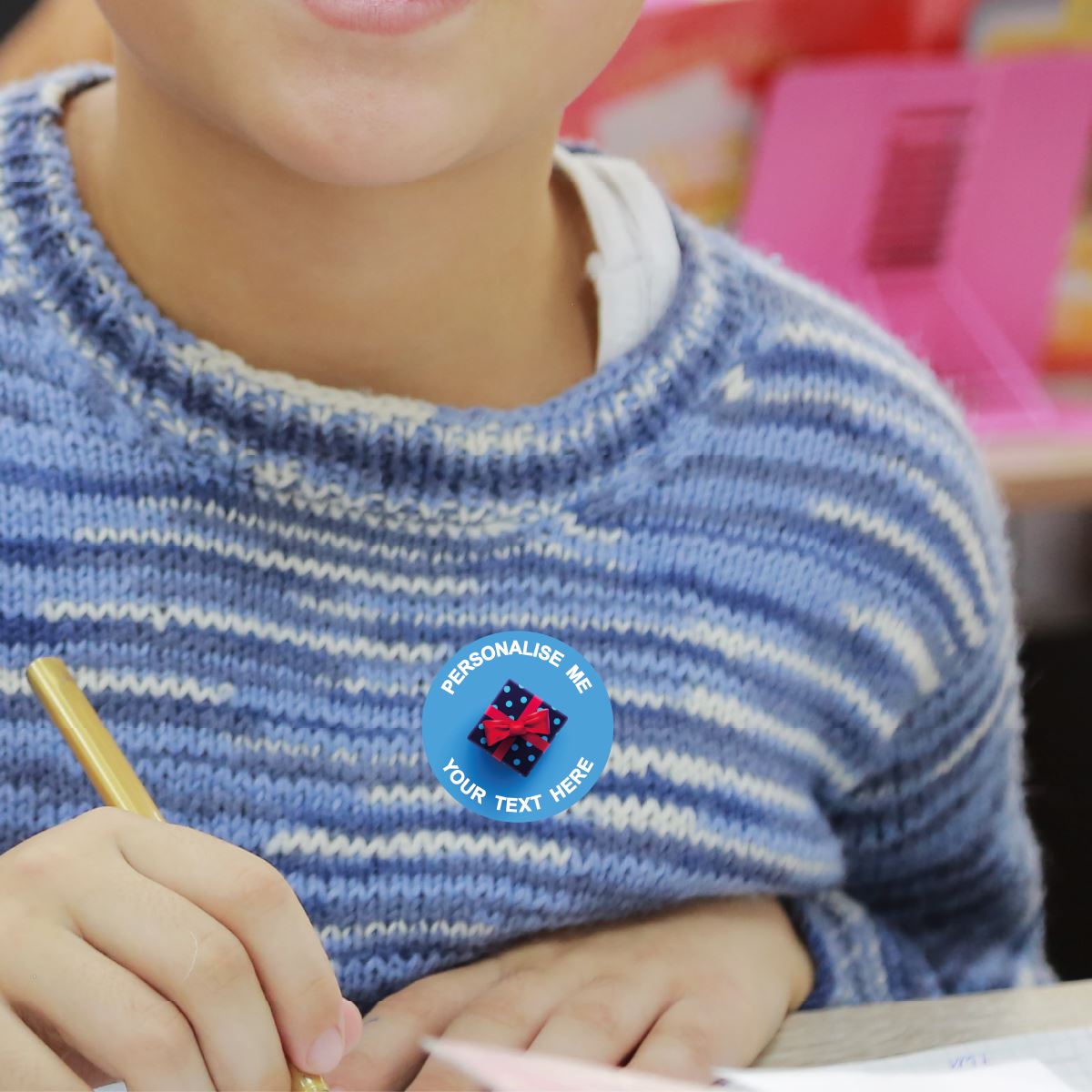 144 Blue Presents Personalised 30mm Reward Stickers for School Teachers