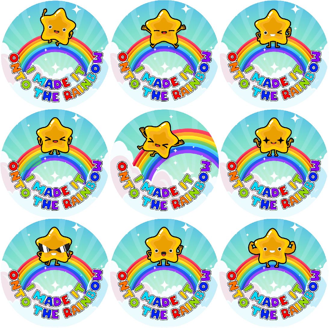 144 I Made It Onto The Rainbow 30mm Stickers Glossy Reward Stickers for School Teachers, Parents and Nursery