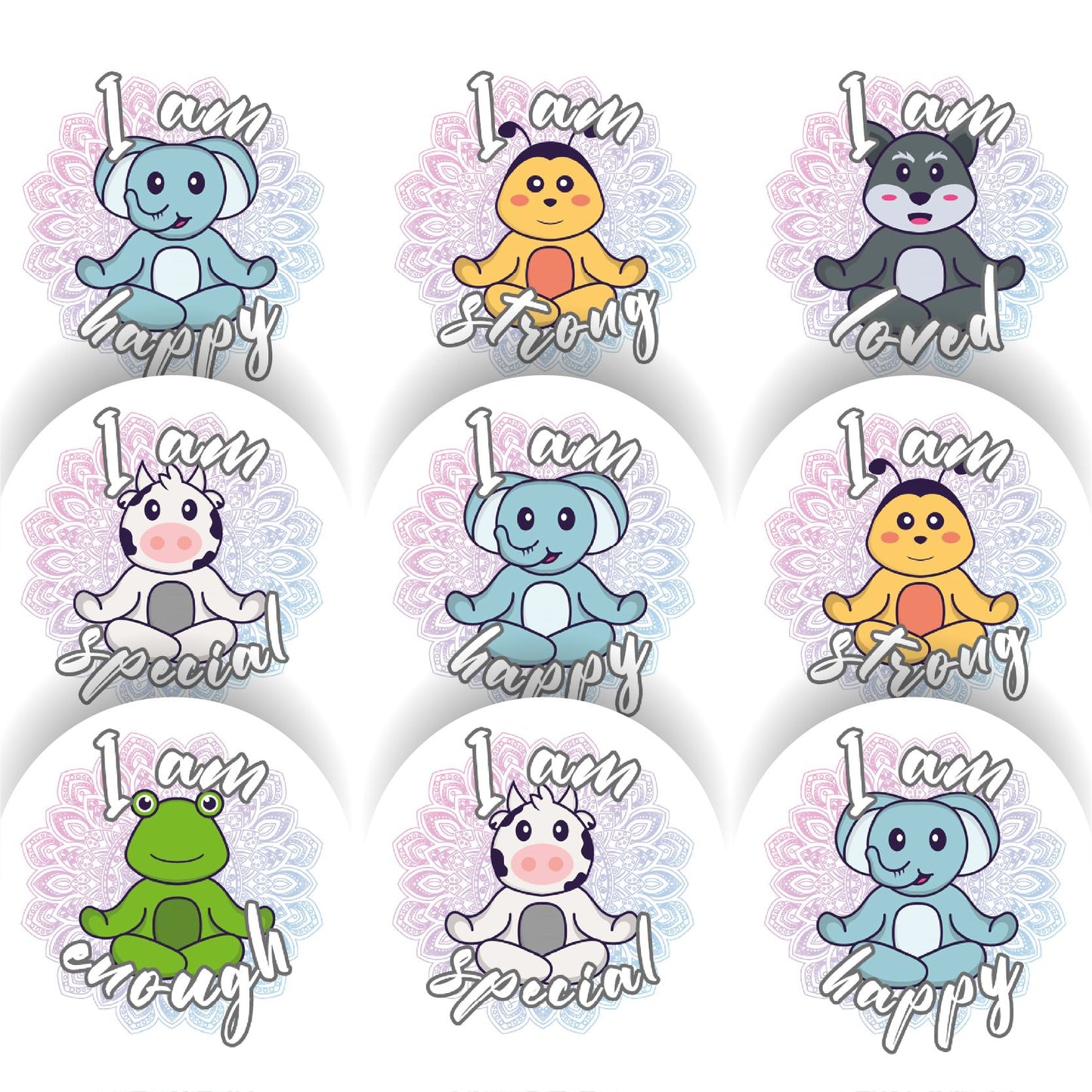 144 Animal Affirmations Reward Stickers 30mm Positivity Reward Stickers for Teachers or Parents
