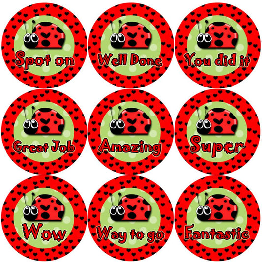 144 Lovely Ladybirds 30mm Round Children's Bug Reward Stickers - Teachers or Parents
