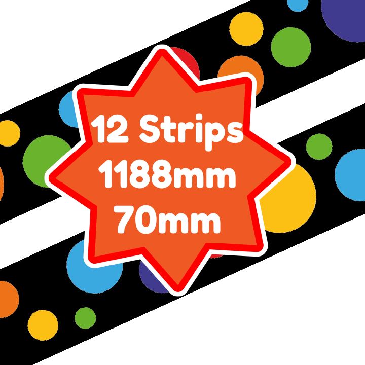 Colourful Spots Classroom Trimmers 14.25m long Notice Board Display Borders