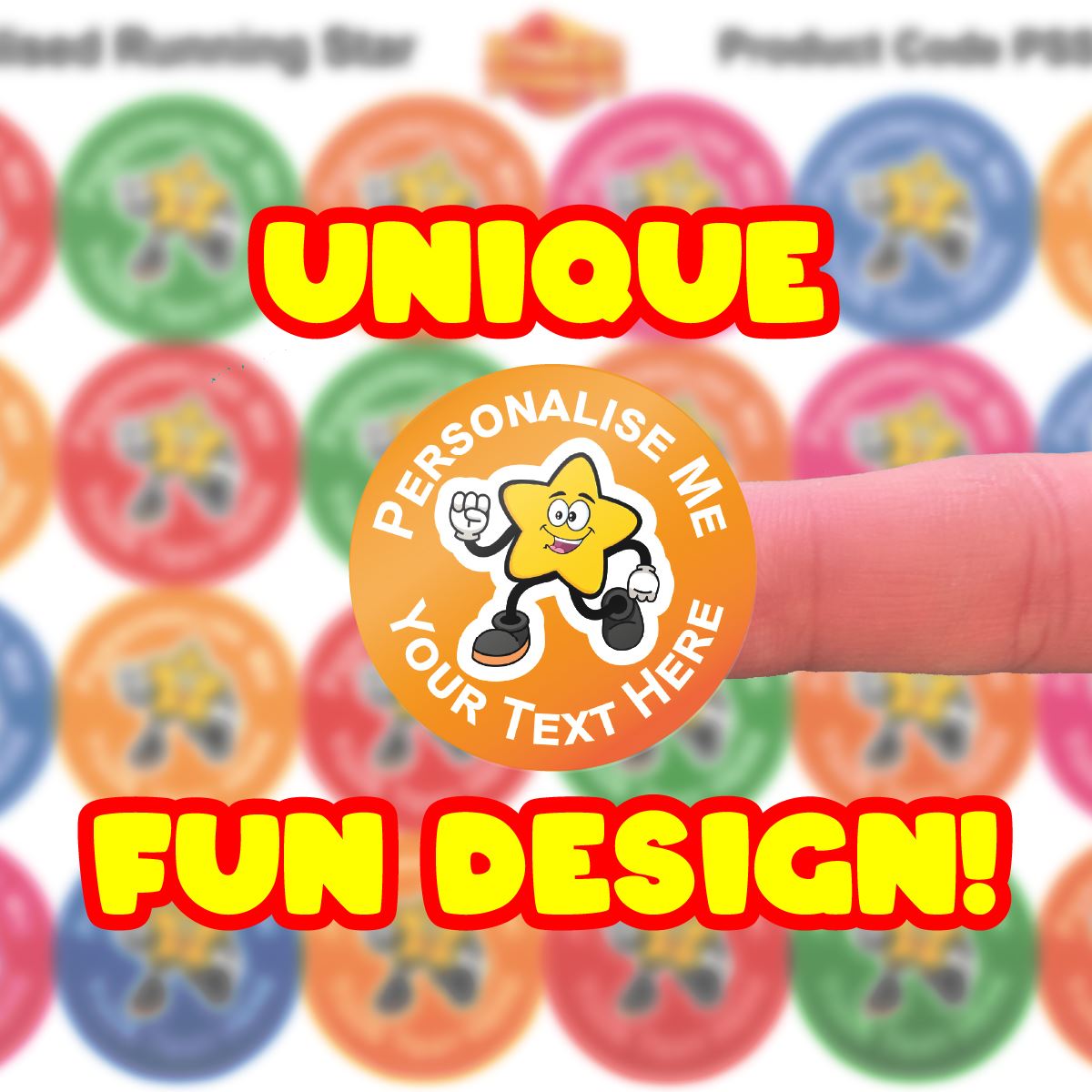 144 Running Star Personalised 30mm Reward Stickers for School Teachers, Parents and Nursery