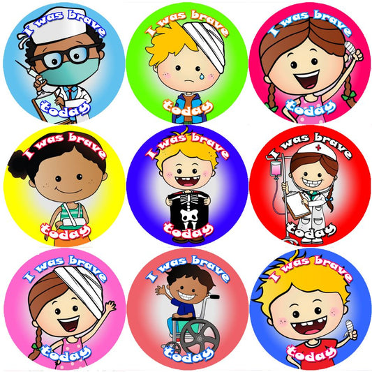 144 I Was Brave Today 30mm Children's Bravery Reward Stickers for Teachers or Nurses