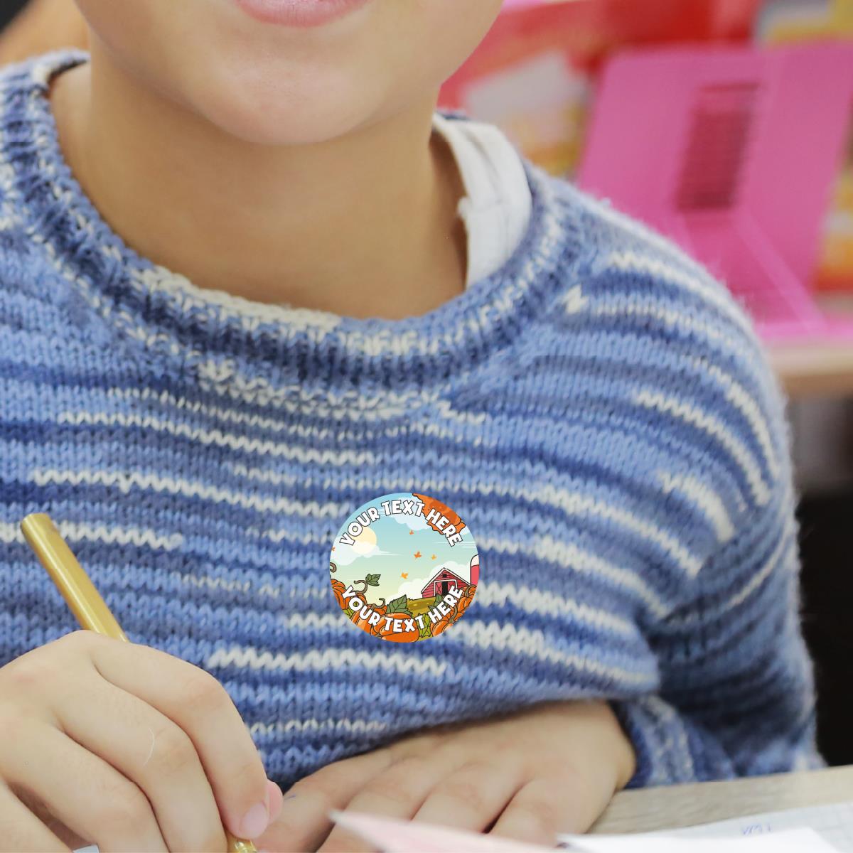 144 Personalised Pumpkin Patch 30mm Reward Stickers for Halloween, Pumpkin Picking, Farm