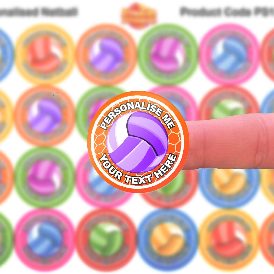 144 Personalised 30mm Netball Reward Stickers for Sports School Teachers Parents