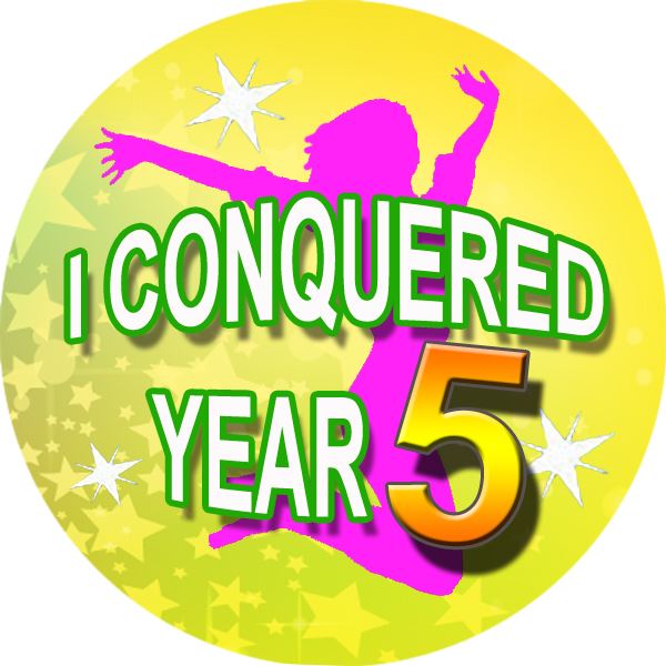 144 I Conquered Year 5 - End of Term Year 4th grade Teacher Reward Stickers Size 30mm