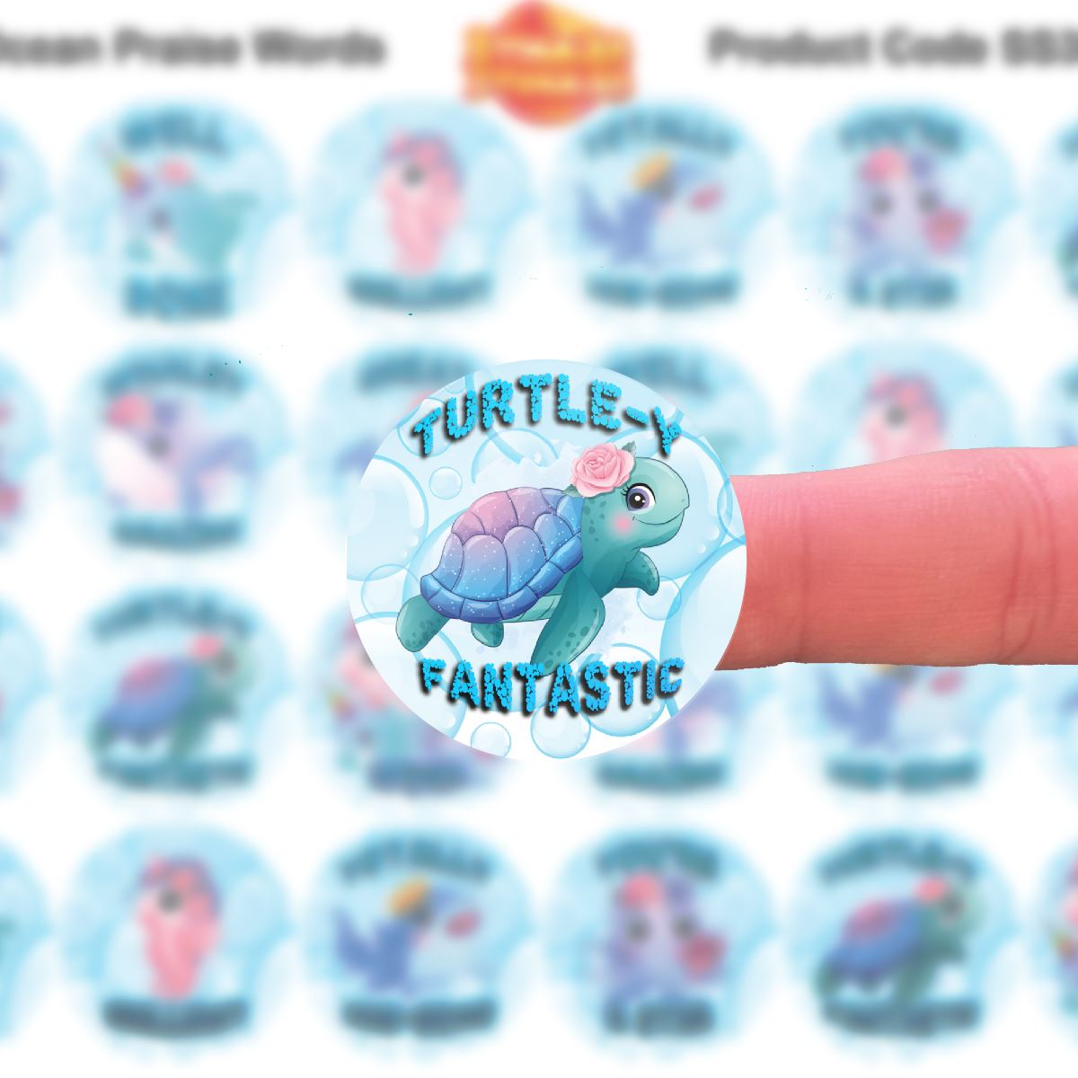 144 Ocean Praise Words 30mm Children's Reward Stickers for Teachers or Parents