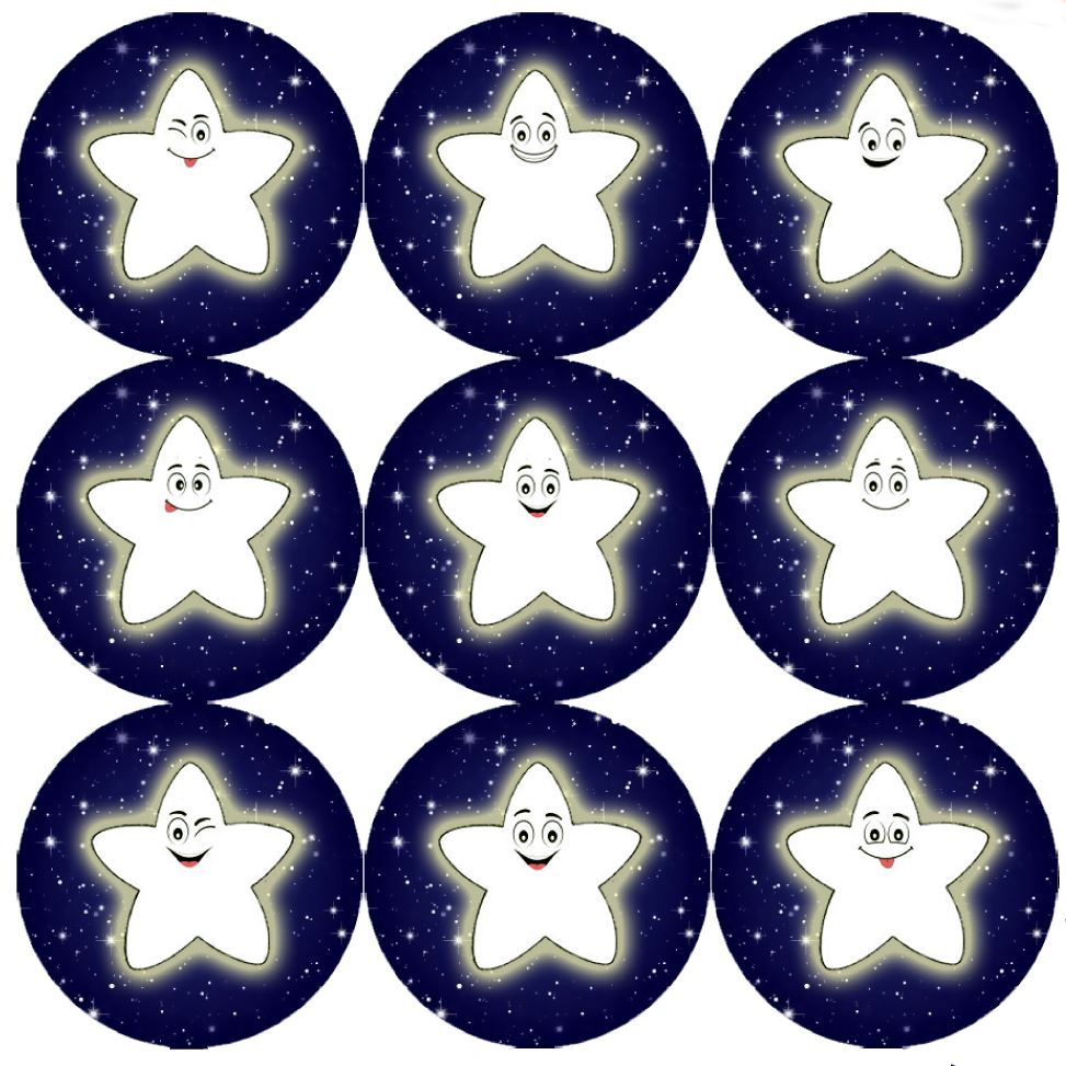 144 Night Star 30mm Children's Reward Stickers for Teachers or Parents