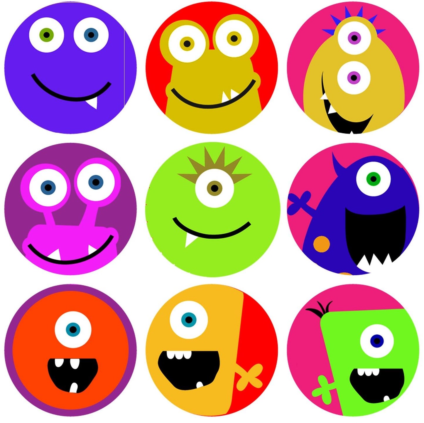144 Monster Faces 30mm Children's Reward Stickers for Teachers or Parents