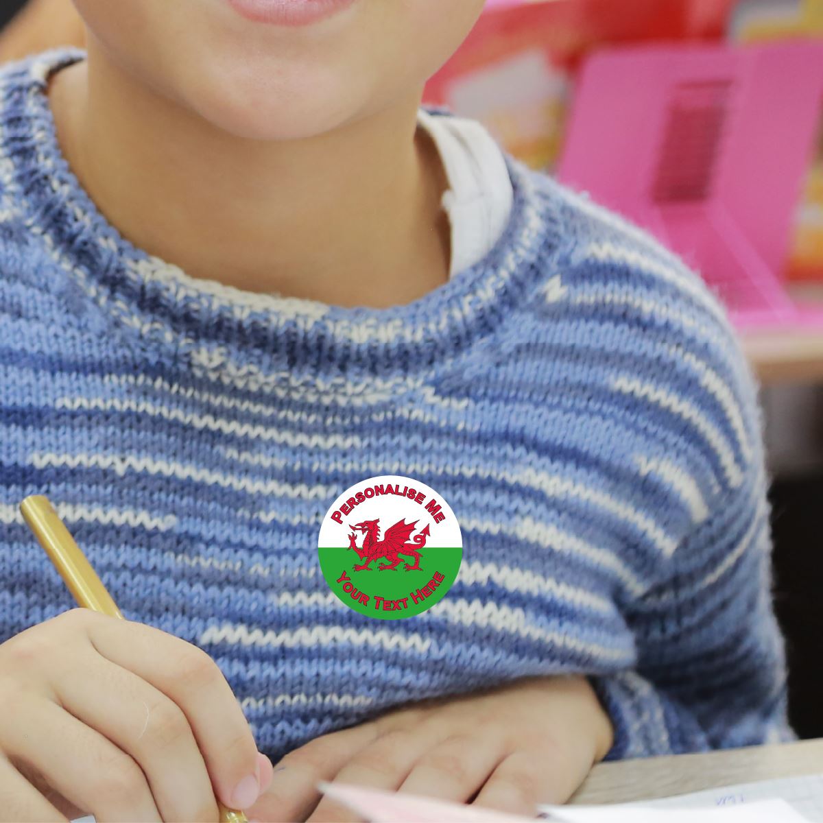 144 Welsh Dragon Flag Personalised 30mm Reward Stickers for School Teachers, Parents and Nursery