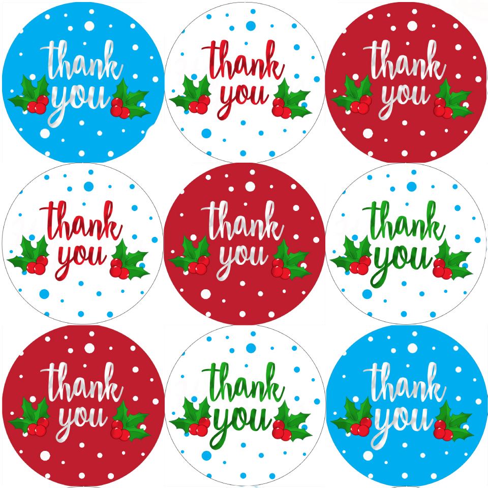 144 Christmas Thank you 30mm Children's Xmas Reward Stickers for Teachers or Parents