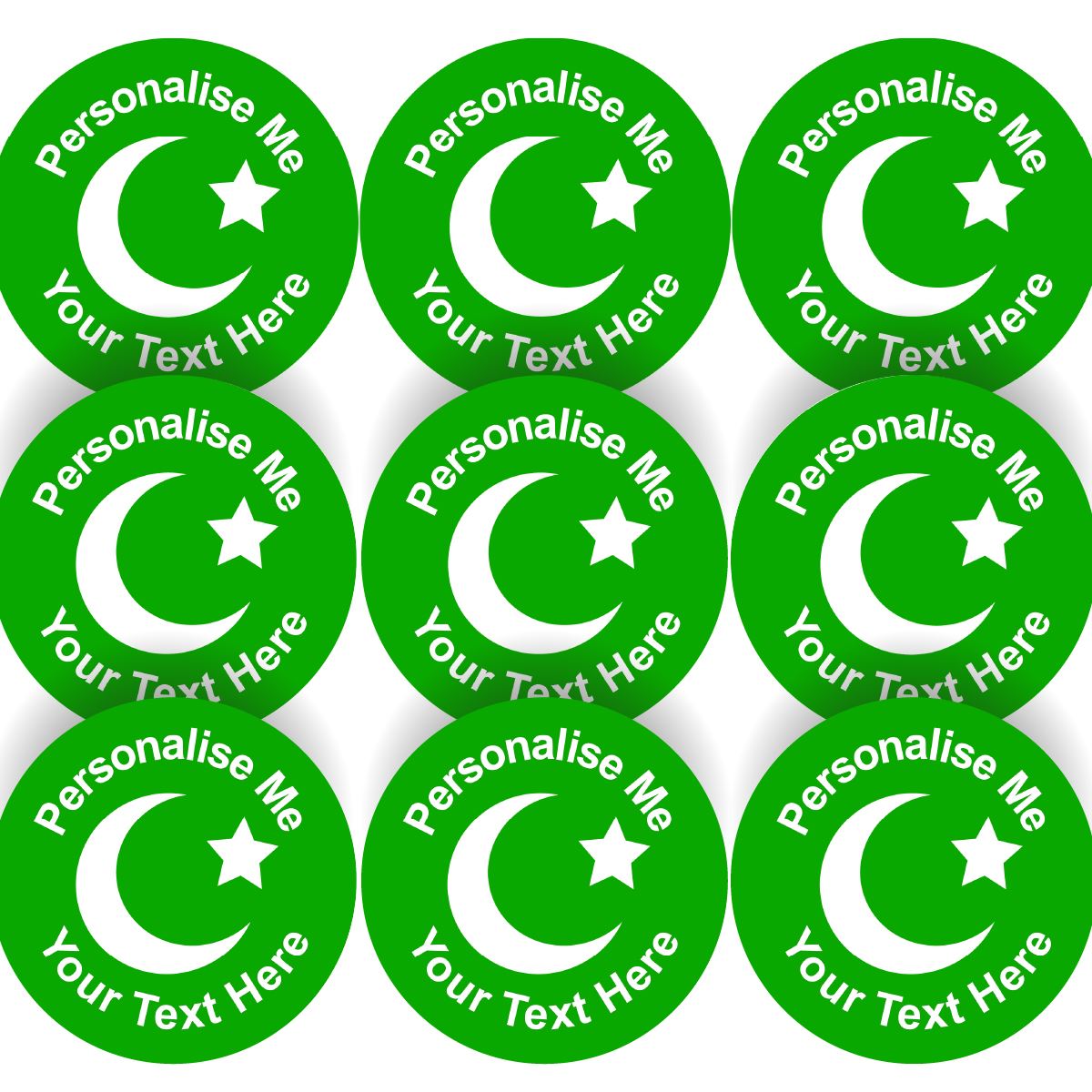 144 Personalised Crescent Star Islam 30mm Reward Stickers for School Teachers, Parents and Nursery