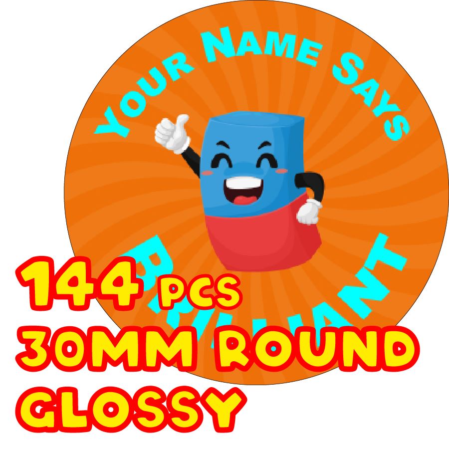 144 Personalised School Time Praise Words 30mm Reward Stickers for School Teachers, Parents and Nursery