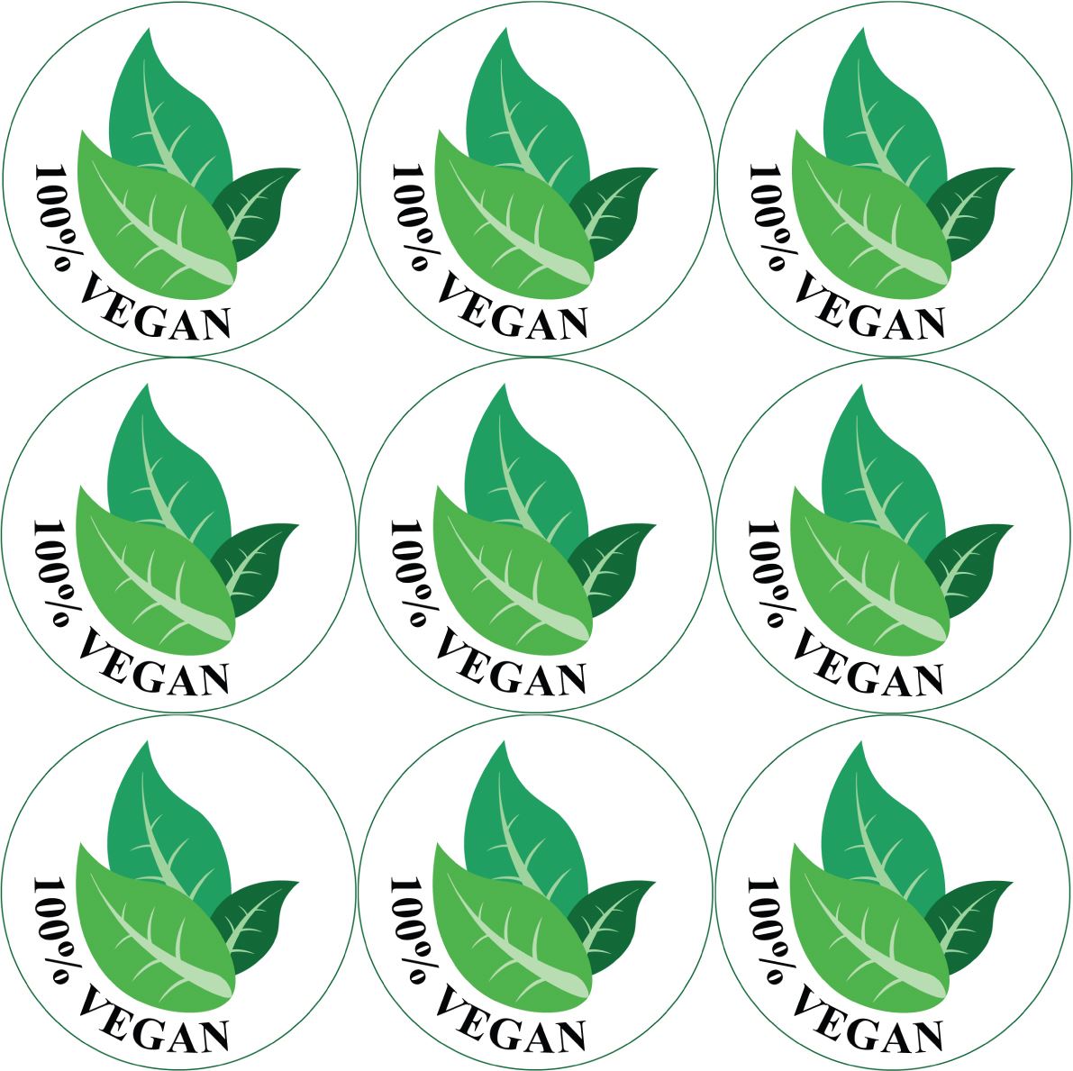 144 100% Vegan Stickers  - Leaves - 30mm Glossy Labels