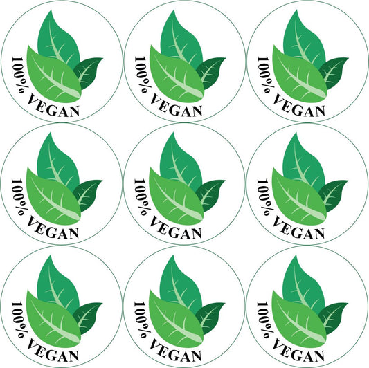 144 100% Vegan Stickers  - Leaves - 30mm Glossy Labels