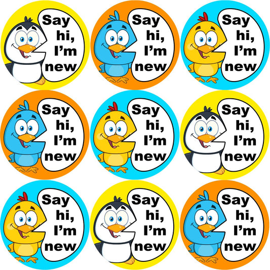 144 Say Hi, I'm New 30mm Introduction Stickers for Teachers and groups