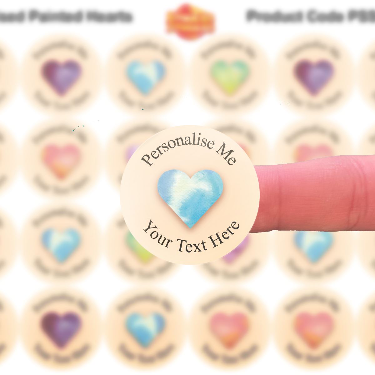 144 Personalised 30mm Painted Hearts Reward Stickers for School Teachers, Parents and Nursery