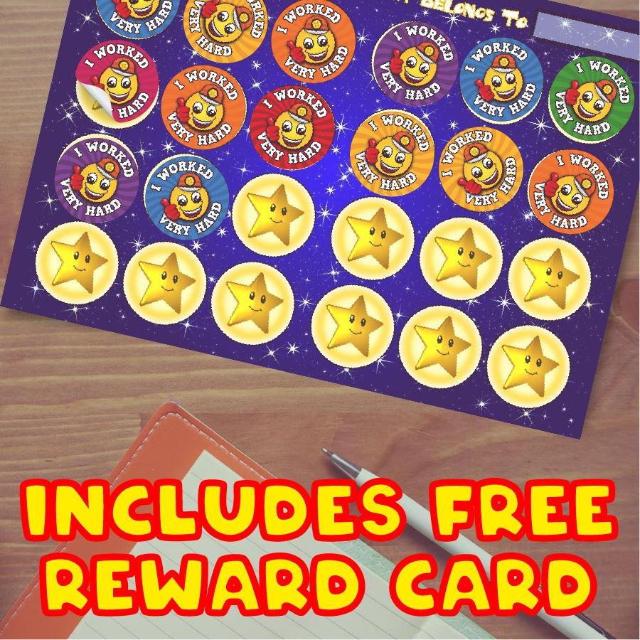 144 I Worked Very Hard - 30mm - Glossy Reward Stickers for Teachers & Parents