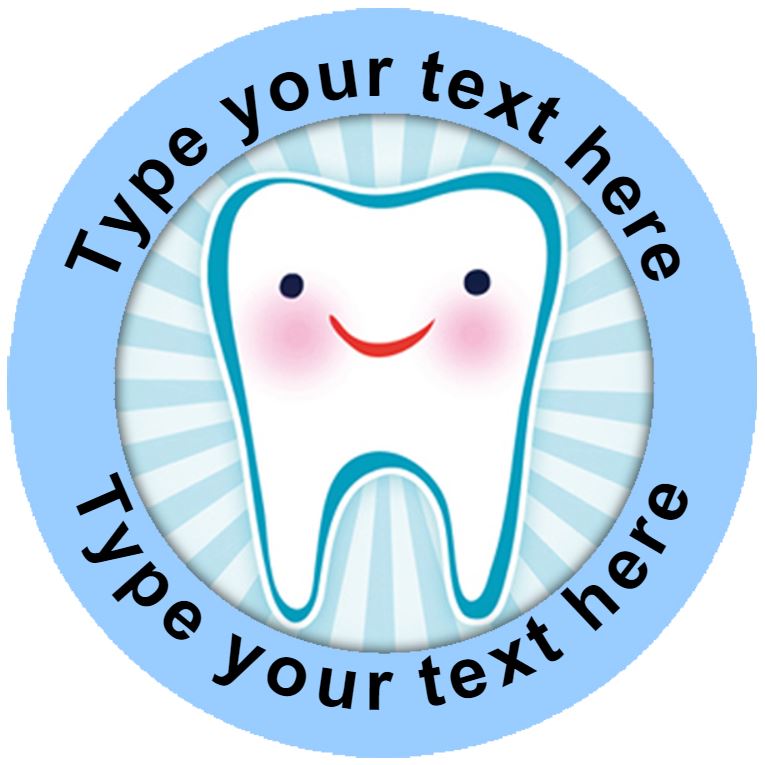 144 Personalised Happy Teeth 30mm Reward Stickers for Dentist, Parents and Teachers