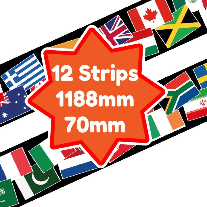 Flags of the World Classroom Trimmers 14.25m long Notice Board Display Borders