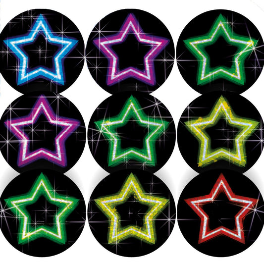96 Sparkle Neon Stars Stickers 30mm + 60 Free Sparkle Smiles Reward Stickers for Teachers, Parents and Schools