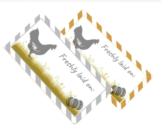 72 Freshly Laid  Eggs Labels, Chicken Hen Farming Eggbox Sticker 60mm x 28mm