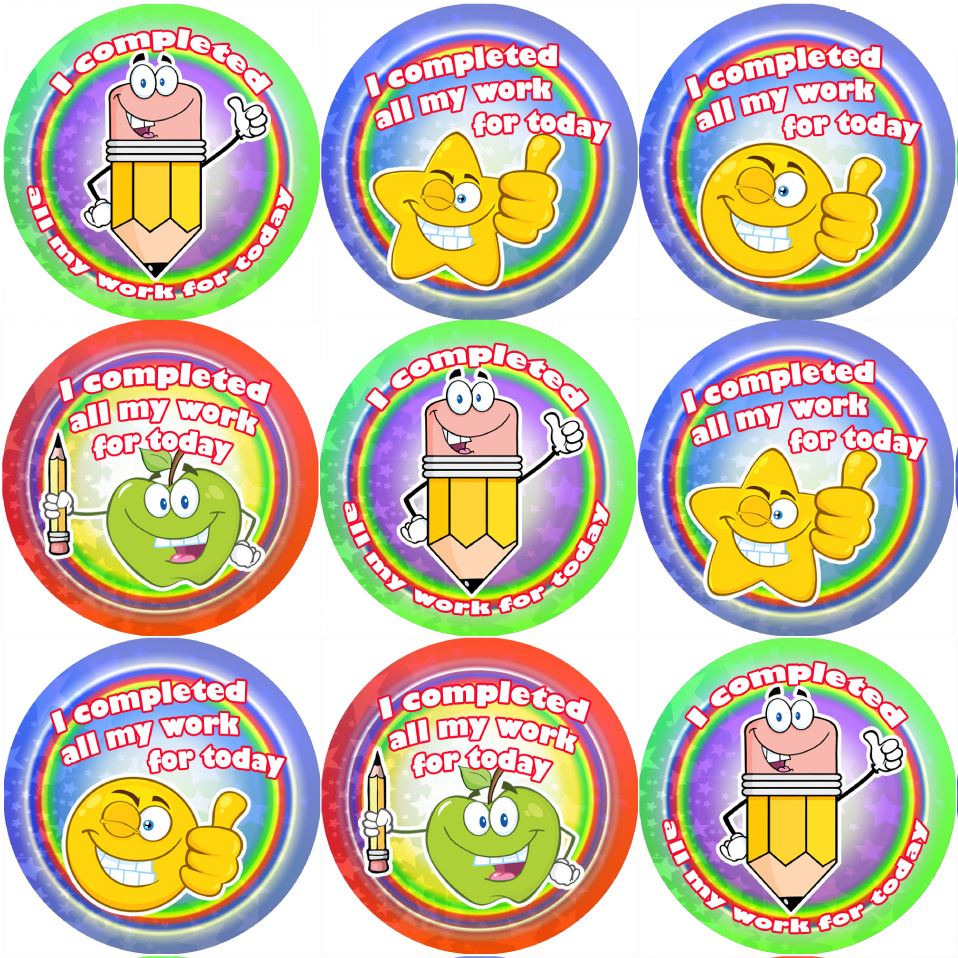 144 I Completed all my Work 30mm Reward Stickers for School Teachers and Parents