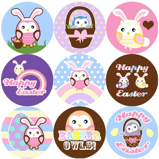 144 Easter Owls 30mm Reward Stickers for Teachers, Parents and Spring Party Bags