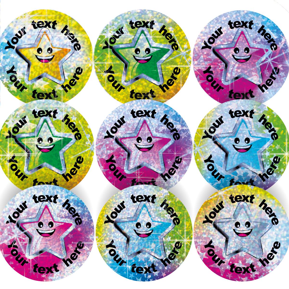 96 Personalised Sparkle Superstar 30mm Reward Stickers + 60 Free Sparkle Smiles for School Teachers, Parents and Nursery