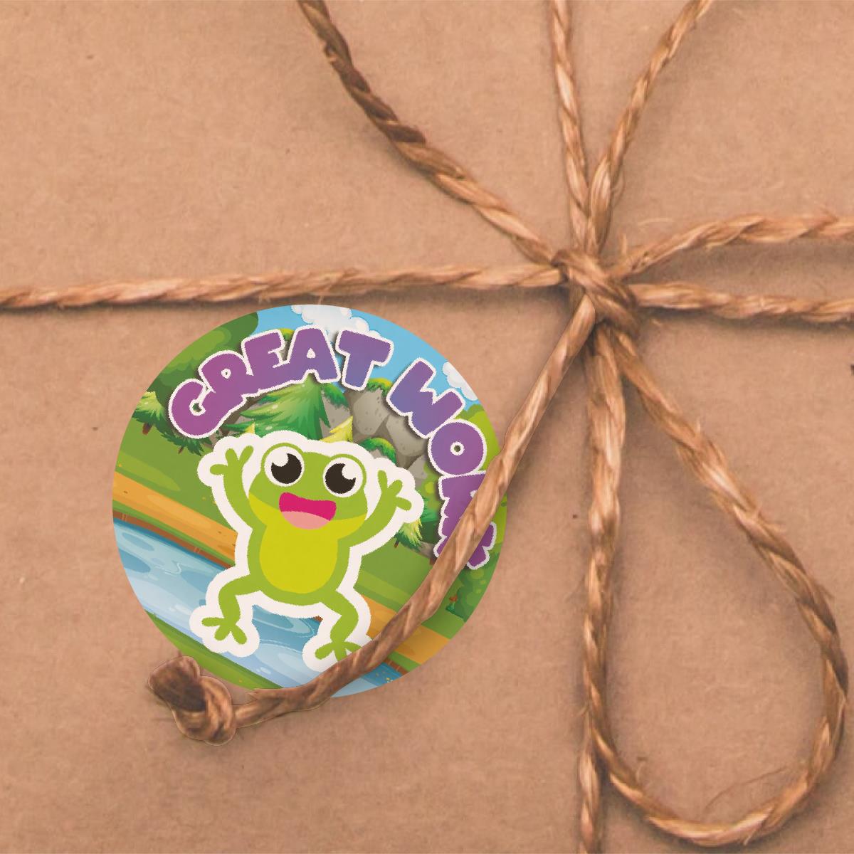 144 Hoppy Frogs Praise Words 30mm Reward Stickers for Schools, Teachers and Parents