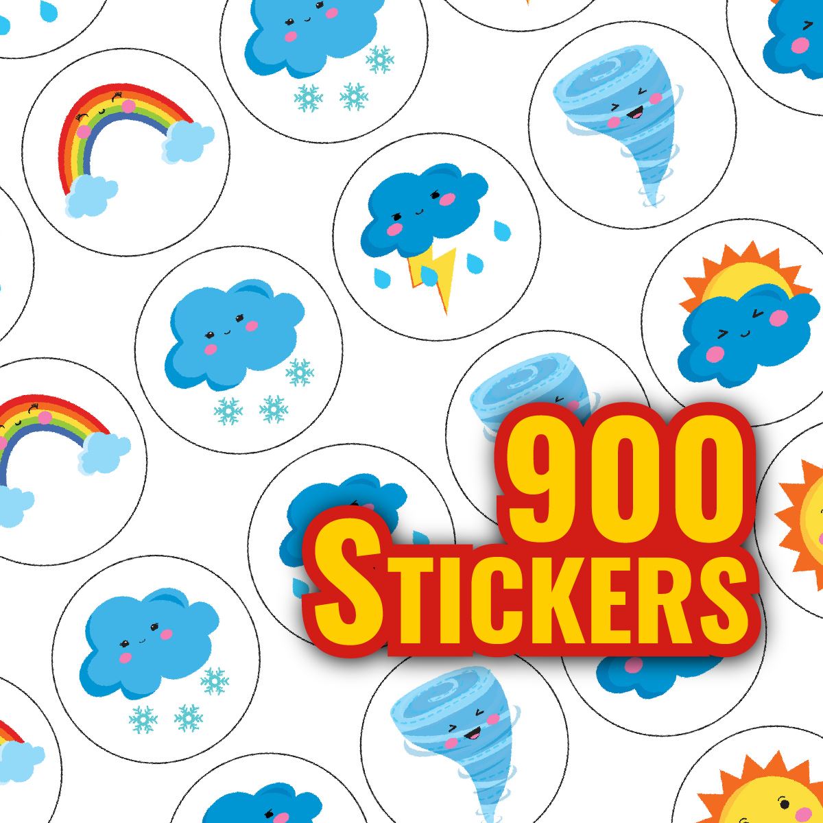 900 Mini Weather 10mm Spot Reward Stickers for Teachers and Planner Charts