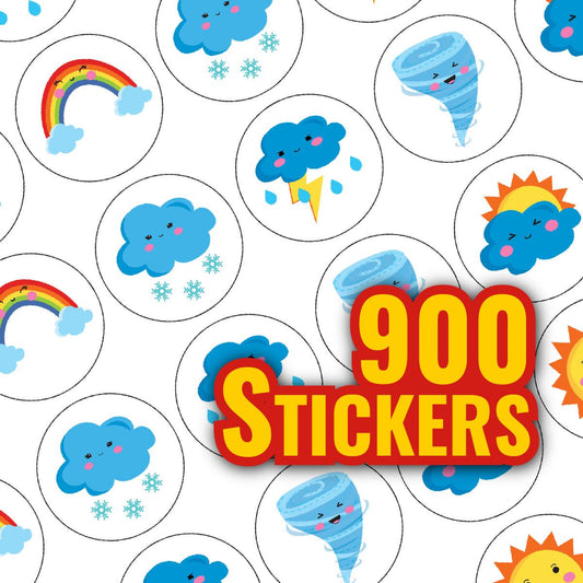 900 Mini Weather 10mm Spot Reward Stickers for Teachers and Planner Charts