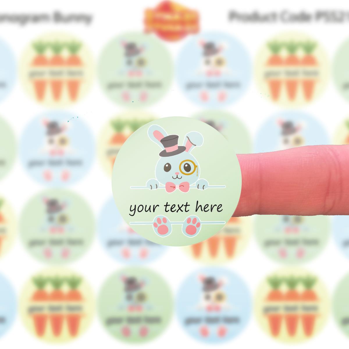 144 Monogram Easter Bunny 30mm Children's Reward Stickers for Teachers or Parents and Party Bags