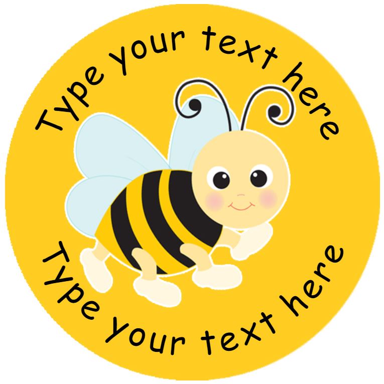 144 Personalised Buzzing Bees 30mm Reward Stickers for School Teachers, Parents and Nursery