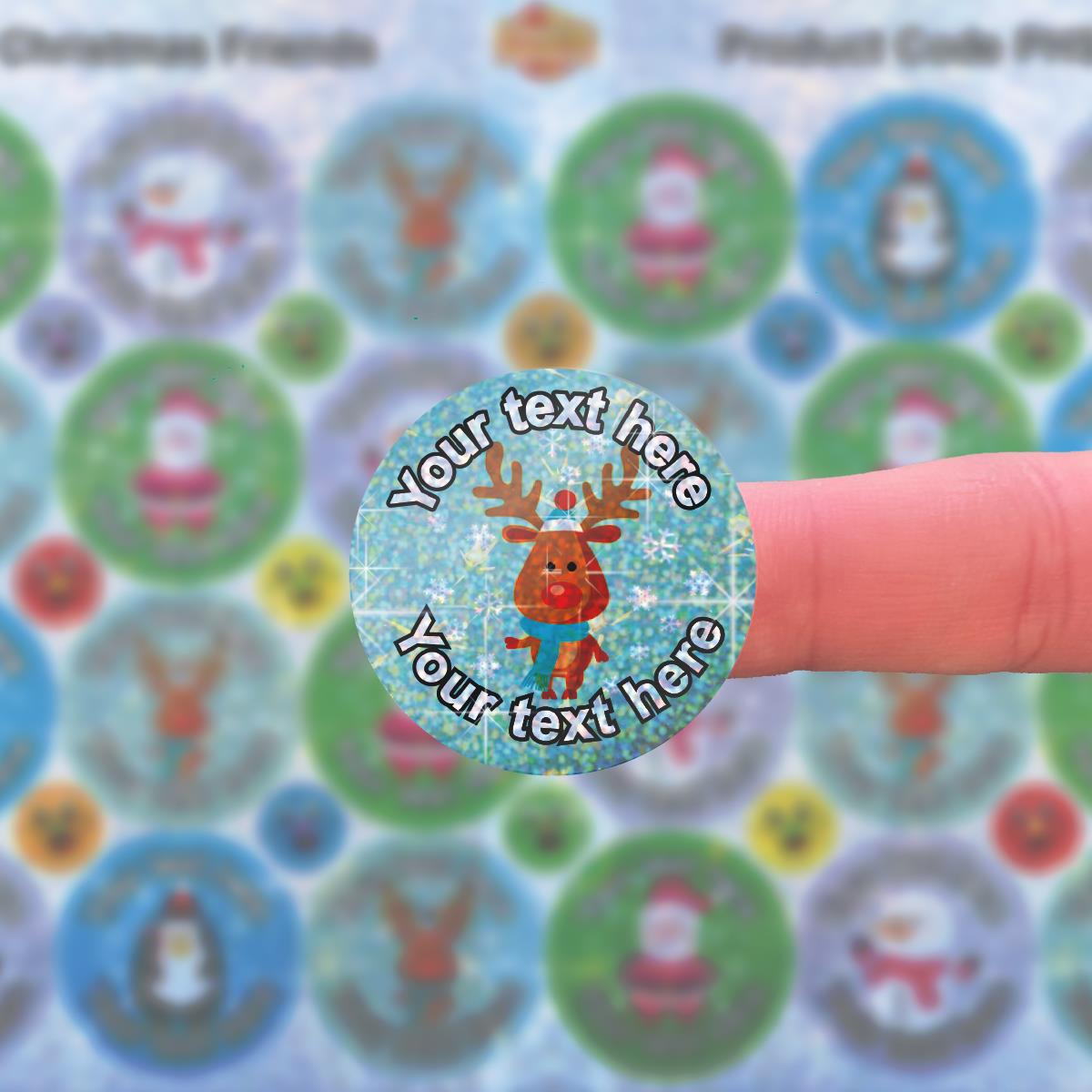 96 Personalised Sparkle Christmas Friends 30mm Reward Stickers + 60 Free Sparkle Smiles for School Teachers, Parents Nursery