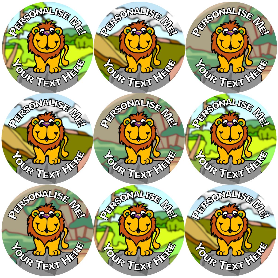 144 Personalised Lion Rock 30mm Reward Stickers for School Teachers, Parents and Nursery