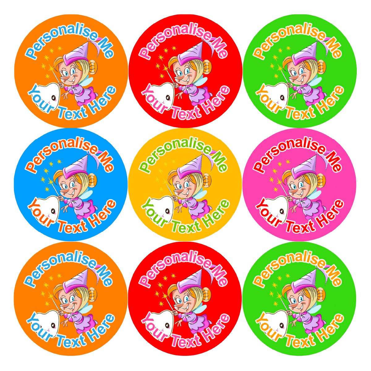 144 Personalised 30mm Tooth Fairy Reward Stickers for School Teachers, Parents and Nursery