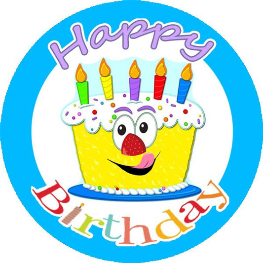 144 Happy Birthday Cake Themed 30mm Children's Reward Stickers for Teachers or Parents
