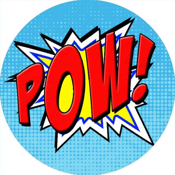144 POW WOW Superhero 30mm Reward Stickers for Teachers, Parents and Party Bags
